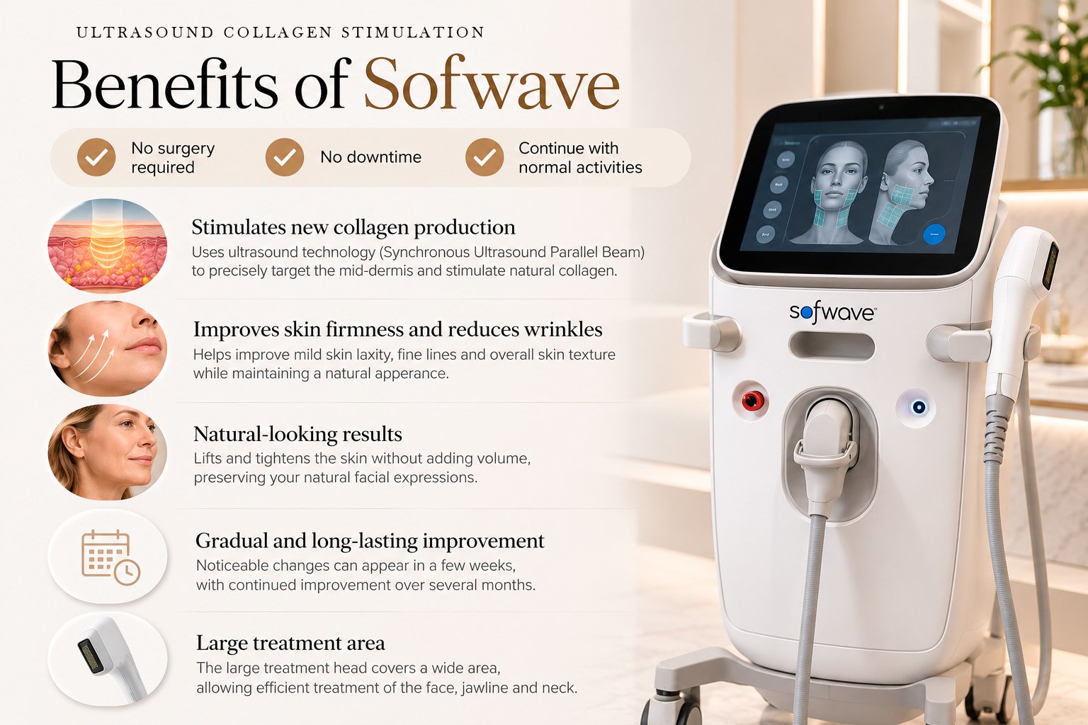 Sofwave ultrasound collagen stimulation benefits