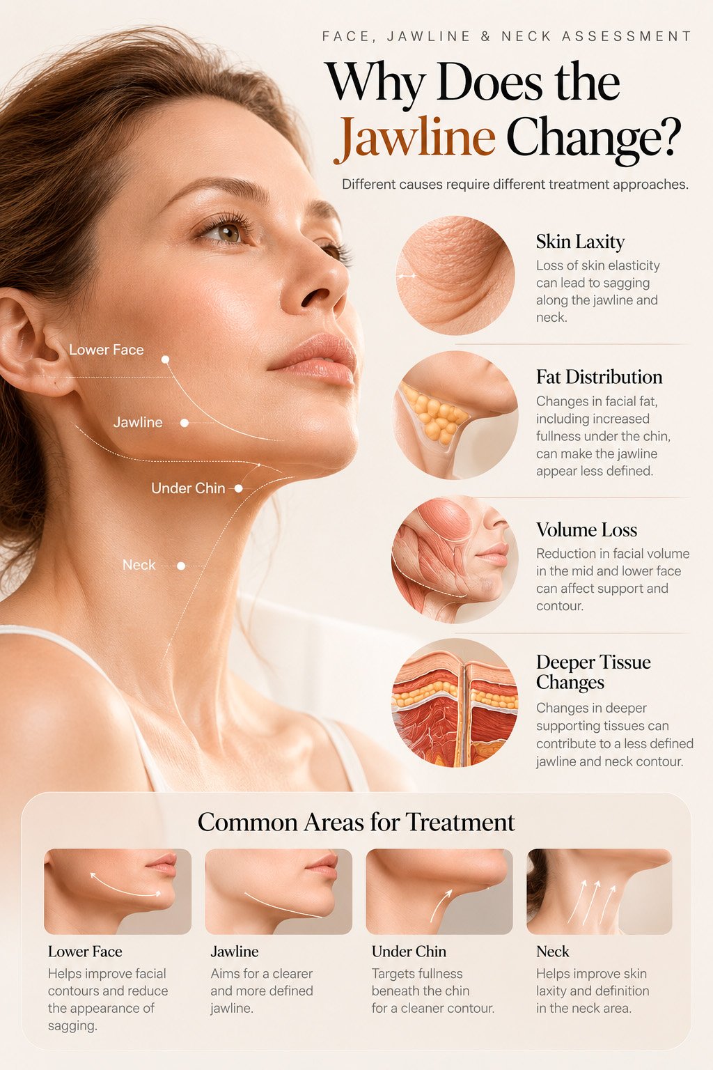 Natural jawline chin and neck contour